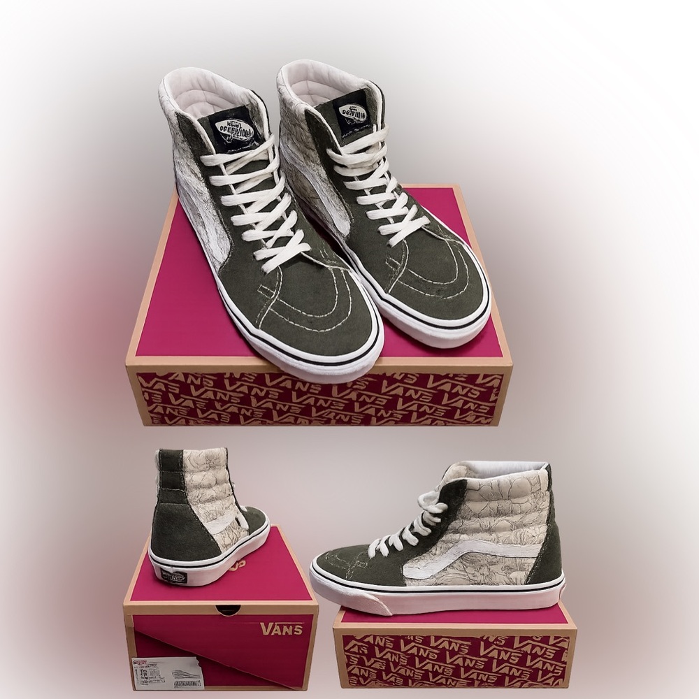 Vans High-Top Sneakers in Olive and White